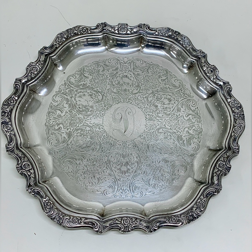 1972 Vtg International Silver Countess “D” Inscribed Ornate Wedding Platter